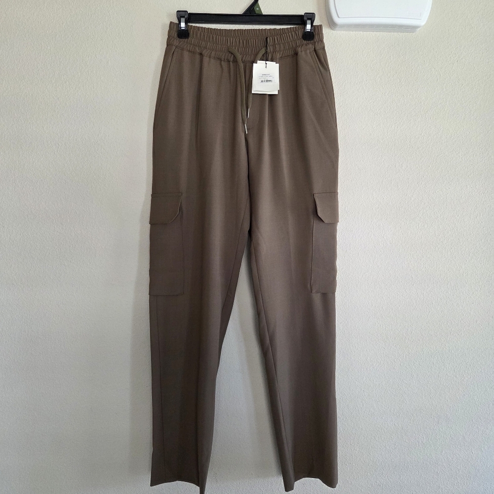 Sandro Mens Wool Blend New Alpha Cargo Trousers Size 38 NWT $445 Olive Green